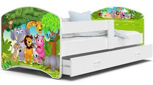 Pohádková postel LUCKY 140x80 Bílá ZVÍŘÁTKA 34L