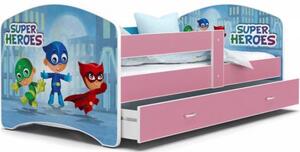 Pohádková postel LUCKY 140x80 Růžová SUPER HEROES 54L