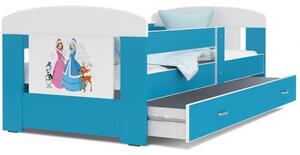Dětská postel FILIP Princezny 80x180 cm MODRÁ