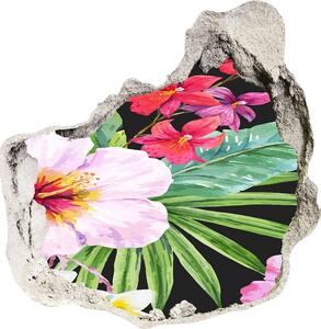 Nálepka 3D díra na zeď Hawajské květiny nd-p-124413381