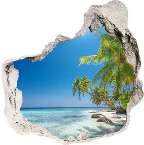 Díra 3D ve zdi na stěnu Maledivy pláž nd-p-126748913