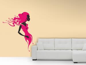 Dívka ve větru silueta postavy, Samolepky na zeď