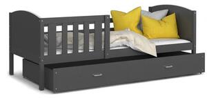 Dětská postel TAMI P 80x160 cm s šedou konstrukcí v šedé barvě se šuplíkem