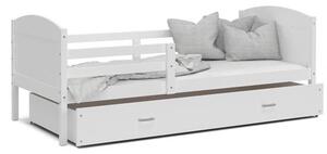 Dětská postel MATYAS P 80x160 cm s bílou konstrukcí v bílé barvě se šuplíkem