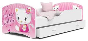 Dětská postel IGOR 80x160 cm v bílé barvě se šuplíkem HELLO KIDS KOČIČKA