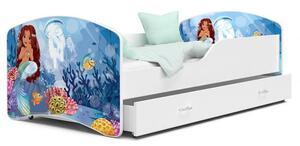 Dětská postel IGOR 80x160 cm v bílé barvě se šuplíkem MOŘSKÁ PANNA