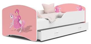 Dětská postel IGOR 80x160 cm v bílé barvě se šuplíkem PRINCEZNA