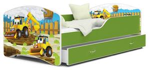 Dětská postel IGOR 80x160 cm v zelené barvě se šuplíkem BAGŘÍCI