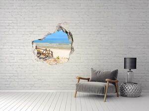 Díra 3D ve zdi nálepka Vchod na pláž nd-p-135834408