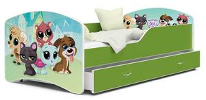 Dětská postel IGOR 80x160 cm v zelené barvě se šuplíkem ŠTĚŇÁTKA