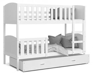 DOBRESNY Dětská patrová postel TAMI 80x160 cm s bílou konstrukcí v bílé barvě