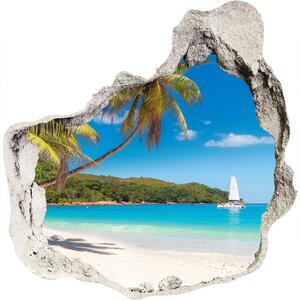 Díra 3D ve zdi nálepka Tropická pláž nd-p-148078888