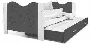Dětská postel MIKOLAJ P2 80x190 cm s bílou konstrukcí v šedé barvě s přistýlkou