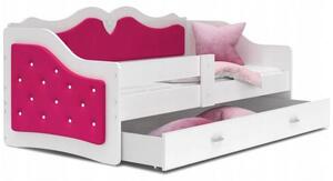 Dětská postel LILI 80x160cm s bílou konstrukcí a s červeným čalouněním