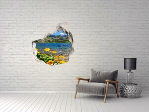 Díra 3D ve zdi nálepka Jezero v horách nd-p-162951795