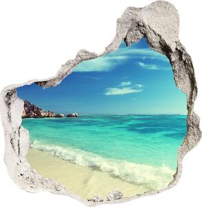 Díra 3D ve zdi nálepka Seychely pláž nd-p-188699214