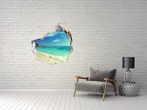 Díra 3D ve zdi nálepka Seychely pláž nd-p-188699214