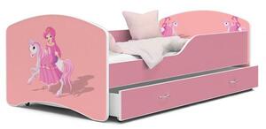 Dětská postel IGOR 80x180 cm v růžové barvě se šuplíkem VZOR 9