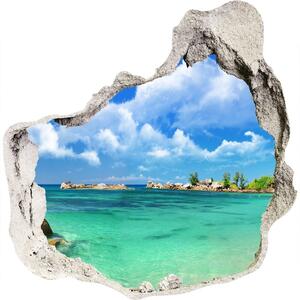 Díra 3D ve zdi nálepka Seychely pláž nd-p-37245256