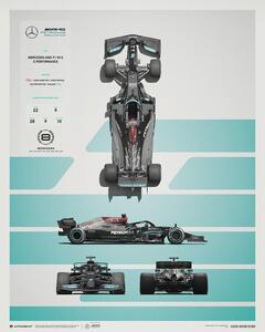 Umělecký tisk Mercedes-AMG Petronas F1 Team - W12 - Blueprint - 2021, (40 x 50 cm)