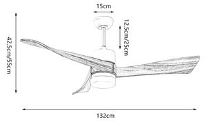 ZEVENTI - LED Stropní ventilátor NATURITO LED/18W/230V Wi-Fi Tuya černá/dub + DO