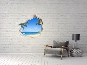 Díra 3D ve zdi nálepka Tropická pláž nd-p-53431750
