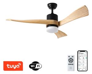 ZEVENTI - LED Stropní ventilátor NATURITO LED/18W/230V Wi-Fi Tuya černá/dub + DO
