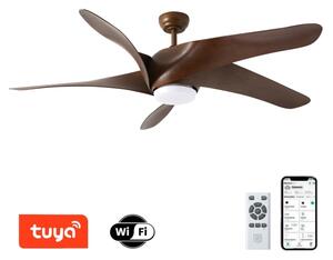 ZEVENTI - LED Stropní ventilátor LUCCA LED/18W/230V Wi-Fi Tuya hnědá + DO