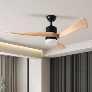 ZEVENTI - LED Stropní ventilátor NATURITO LED/18W/230V Wi-Fi Tuya černá/dub + DO