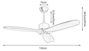 ZEVENTI - Stropní ventilátor CUENCA Wi-Fi Tuya černá/dub + DO