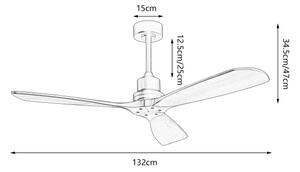ZEVENTI - Stropní ventilátor LIONI Wi-Fi Tuya černá/dub + DO