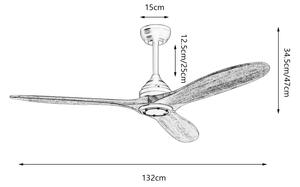 ZEVENTI - Stropní ventilátor LAURIA Wi-Fi Tuya černá/dub + DO