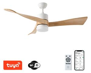 ZEVENTI - LED Stropní ventilátor NATURITO LED/18W/230V Wi-Fi Tuya bílá/dub + DO