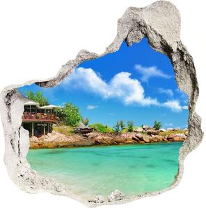 Díra 3D ve zdi na stěnu Seychely pláž nd-p-53907878