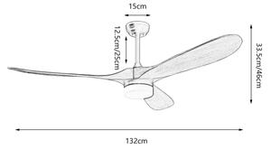 ZEVENTI - LED Stropní ventilátor GINOSA LED/18W/230V Wi-Fi Tuya černá/dub + DO