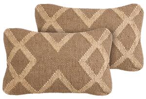 Sada 2 dekorativních polštářů GOPI Juta 30 x 50 cm Světle hnědá Geometrický vzor