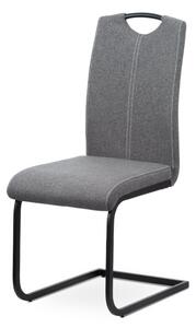 Autronic - Jídelní židle, potah šedá látka, bílé prošití, kovová pohupová podnož, černý matný lak - DCL-612 GREY2