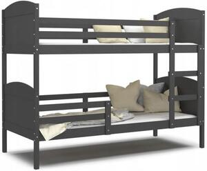 Dětská patrová postel Matyas 190x80 bez šuplíku ŠEDÁ-ŠEDÁ