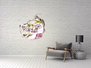 Nálepka 3D díra na zeď Květy višně nd-p-63762757