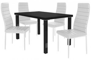 Kvalitní set MODERNO stůl a židle Černá/Bílá(1stůl, 4židle)