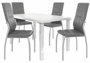 Kvalitní set LORENO stůl a židle Bílá/Šedá (1stůl, 4židle)