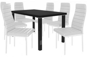 Kvalitní set MODERNO stůl a židle Černá/Bílá(1stůl, 6židlí)