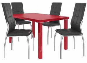Kvalitní set LORENO stůl a židle Červená/Černá (1stůl, 4židle)