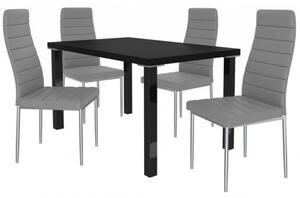 Kvalitní set MODERNO stůl a židle Černá/Šedá(1stůl, 4židle)