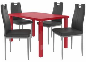 Kvalitní set ROBERTO stůl a židle Červená/Černá (1stůl, 4židle)