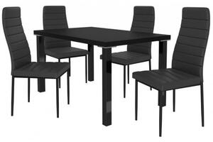 Kvalitní set MODERNO stůl a židle Černá/Černá(1stůl, 4židle)