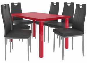 Kvalitní set ROBERTO stůl a židle Červená/Černá (1stůl, 6židlí)