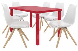 Kvalitní set AMARETO stůl a židle Červená/Bílá (1stůl, 6židlí)