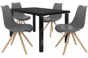 Kvalitní set AMARETO stůl a židle Černá/Šedá (1stůl, 4židle)