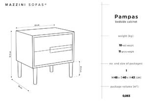 Noční stolek Pampas 45 × 35 × 51,5 cm MAZZINI SOFAS